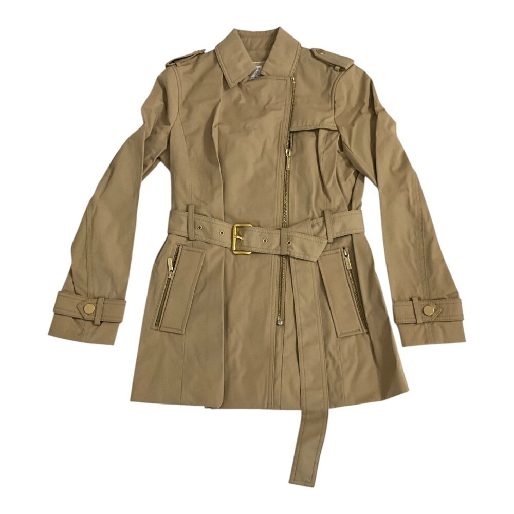 Michael Michael Kors Asymmetrical Tan Full Zip Coat NWT $150 MSRP